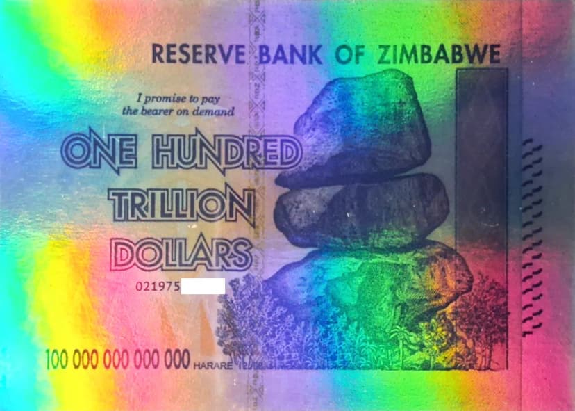 Zimbabwe One Hundred Trillion Dollar Note