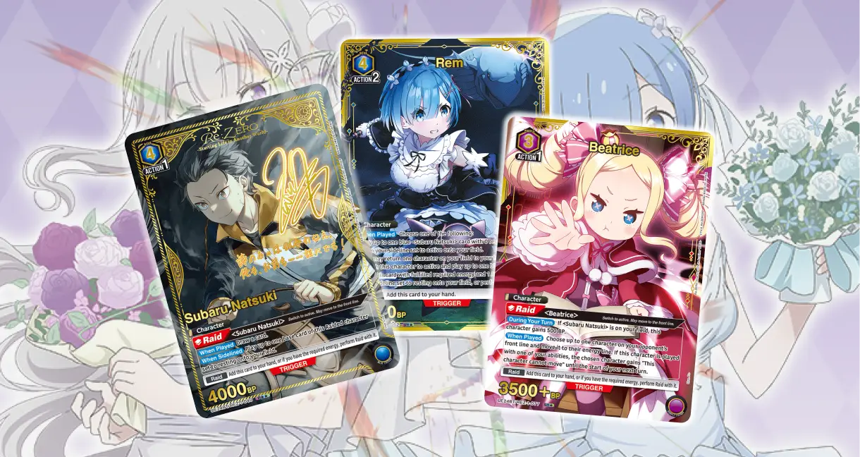 Union Arena Re:ZERO UE24BT booster pack and UE24ST starter deck