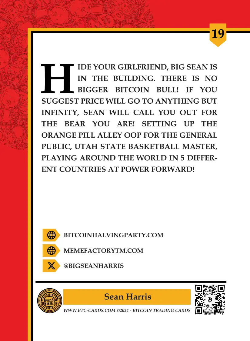 Sean Harris (Base) card back
