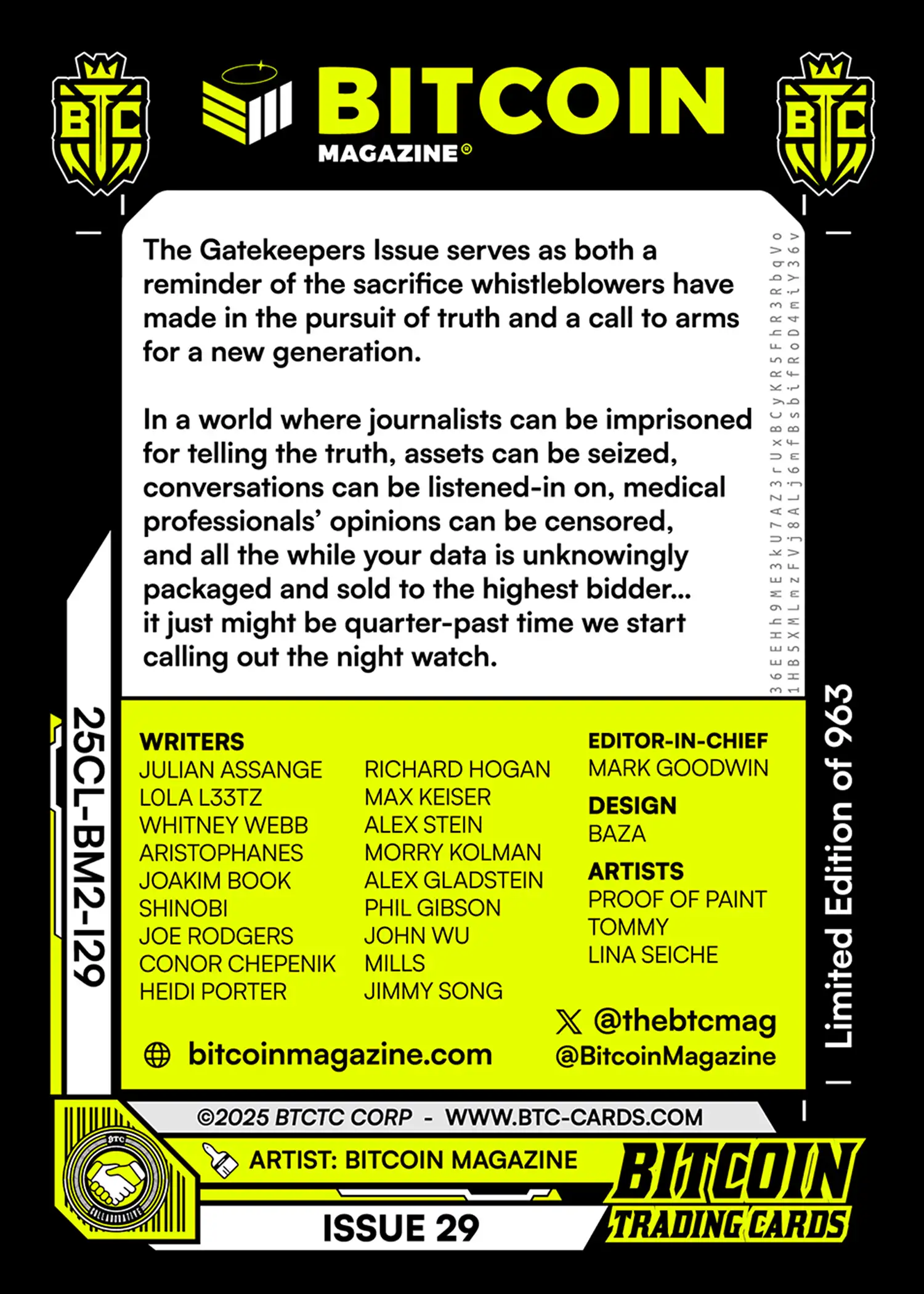 Issue 29 (Promo) card back