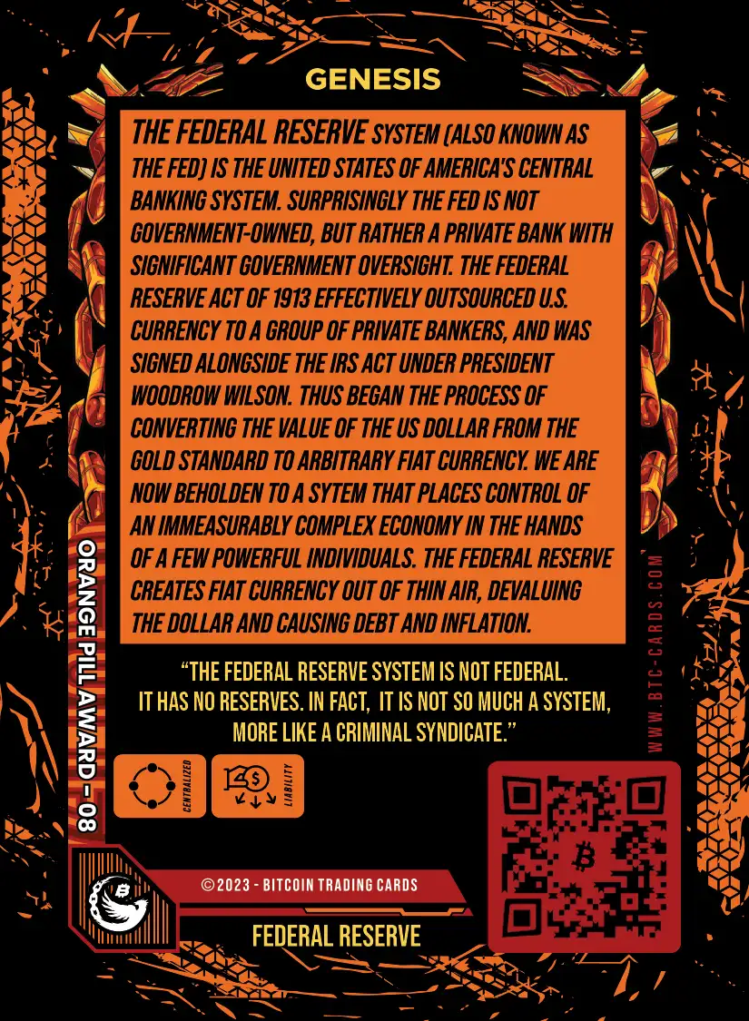 Federal Reserve (/99) card back