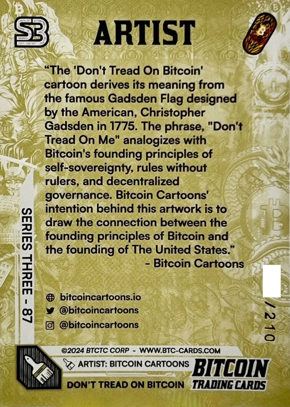 Don't Tread on Bitcoin (/210) card back