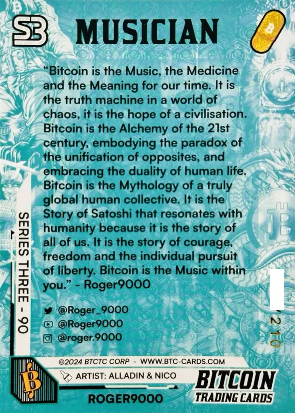 Roger 9000 (/210) card back