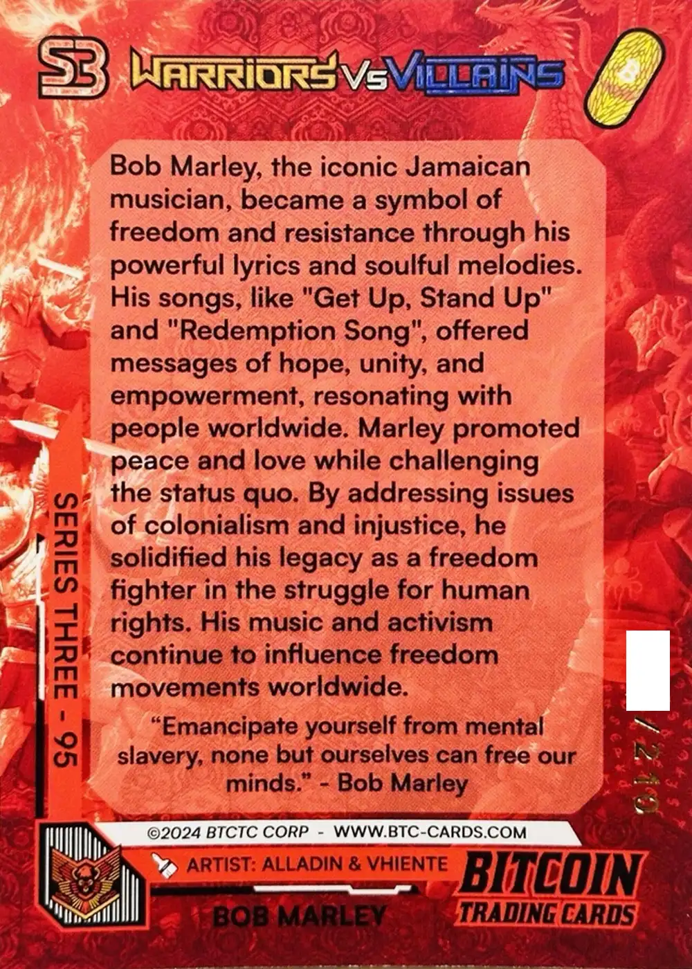 Bob Marley (/210) card back