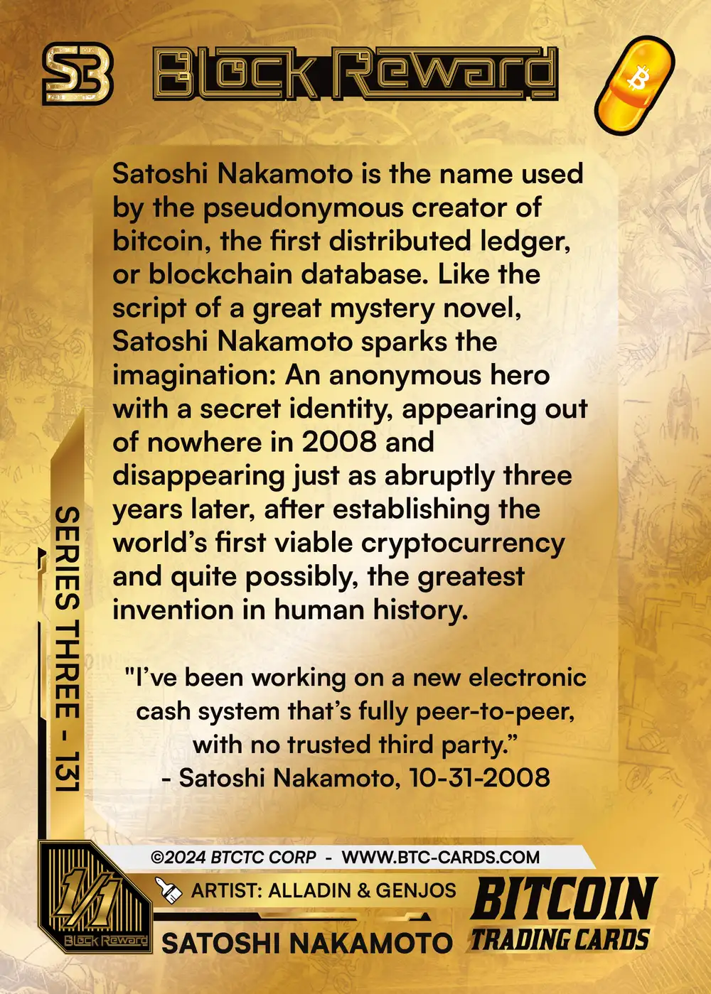 Satoshi Nakamoto (1/1) card back