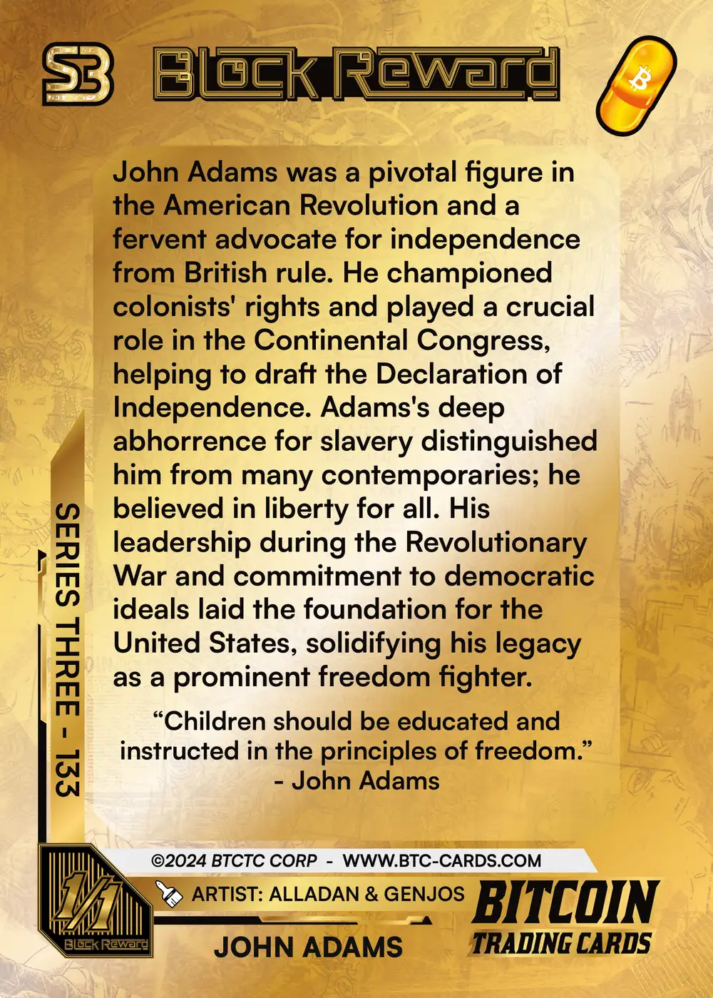 John Adams (1/1) card back