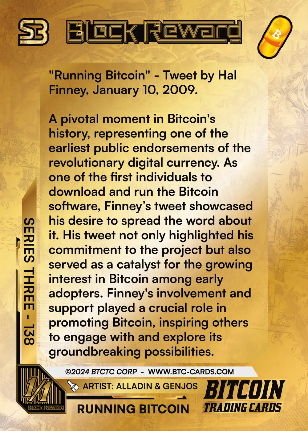 Running Bitcoin (1/1) card back