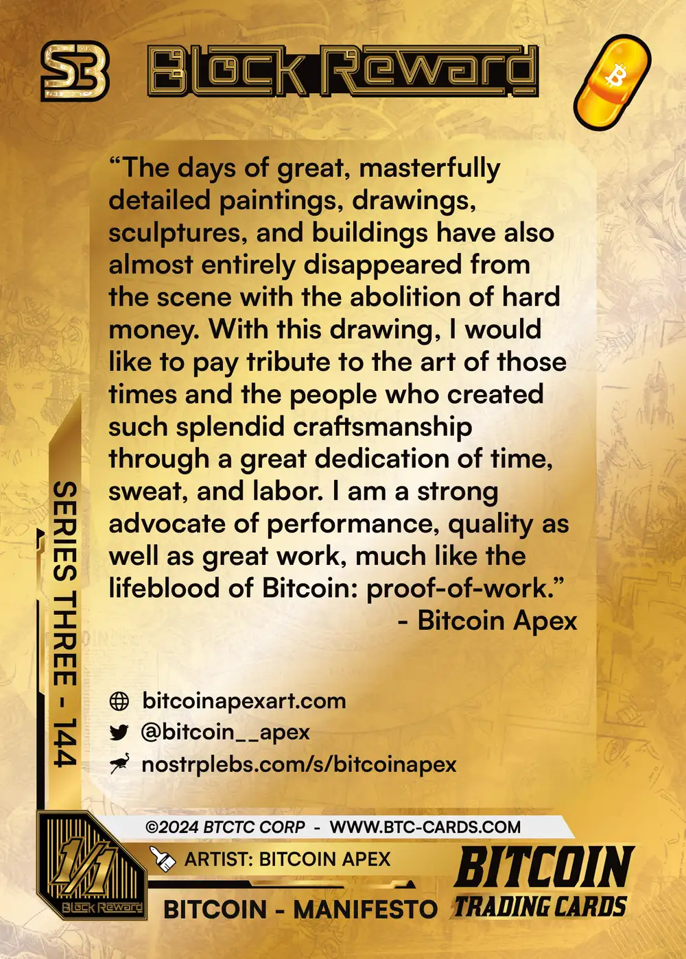 Bitcoin Manifesto (1/1) card back