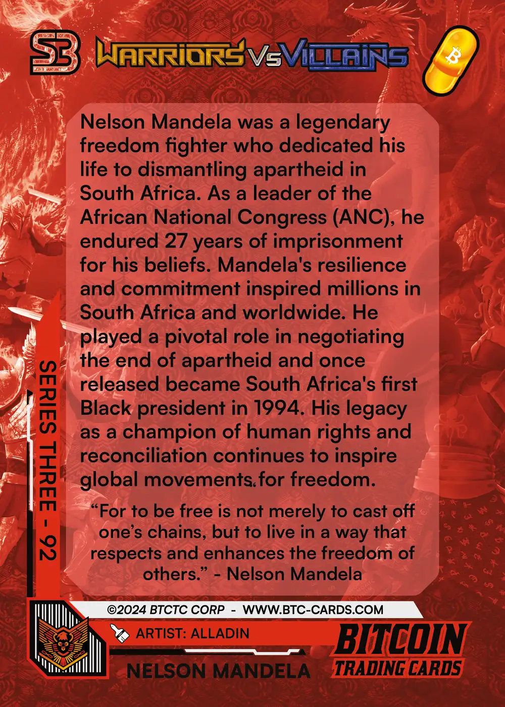 Nelson Mandela (/210) card back