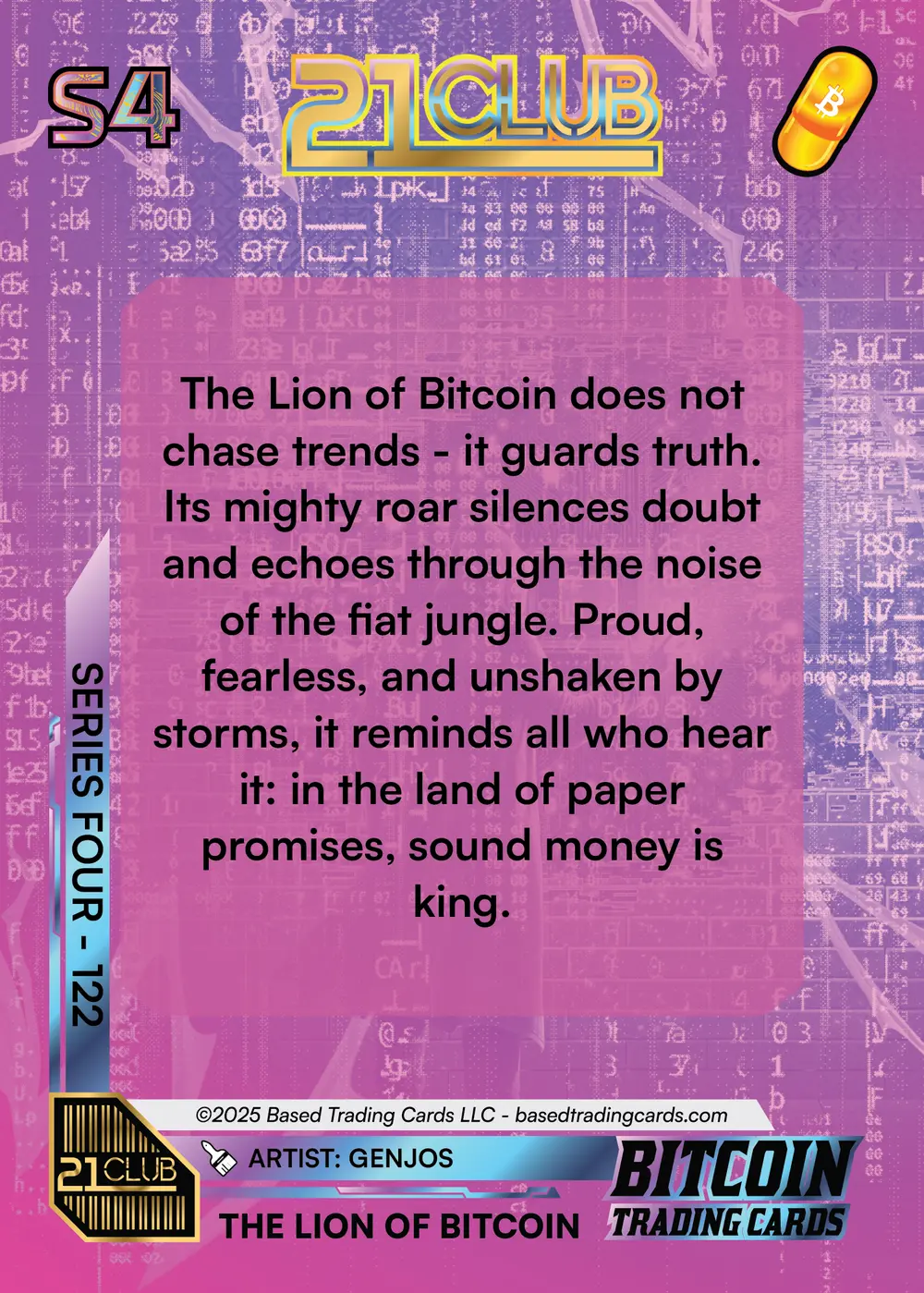 The Lion of Bitcoin (/21) card back
