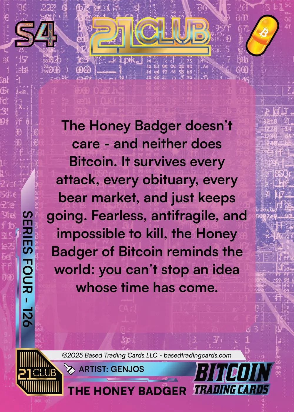 The Honey Badger (/21) card back