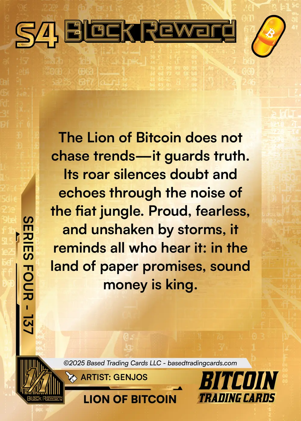 The Lion Of Bitcoin (1/1) card back
