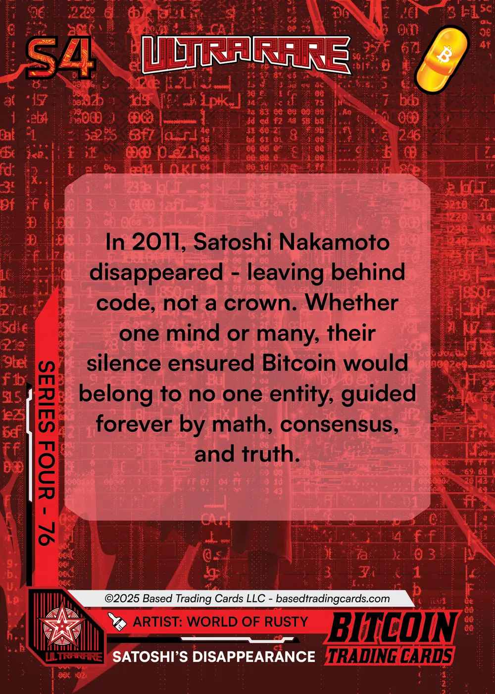 Satoshi's disappearance (/500) card back