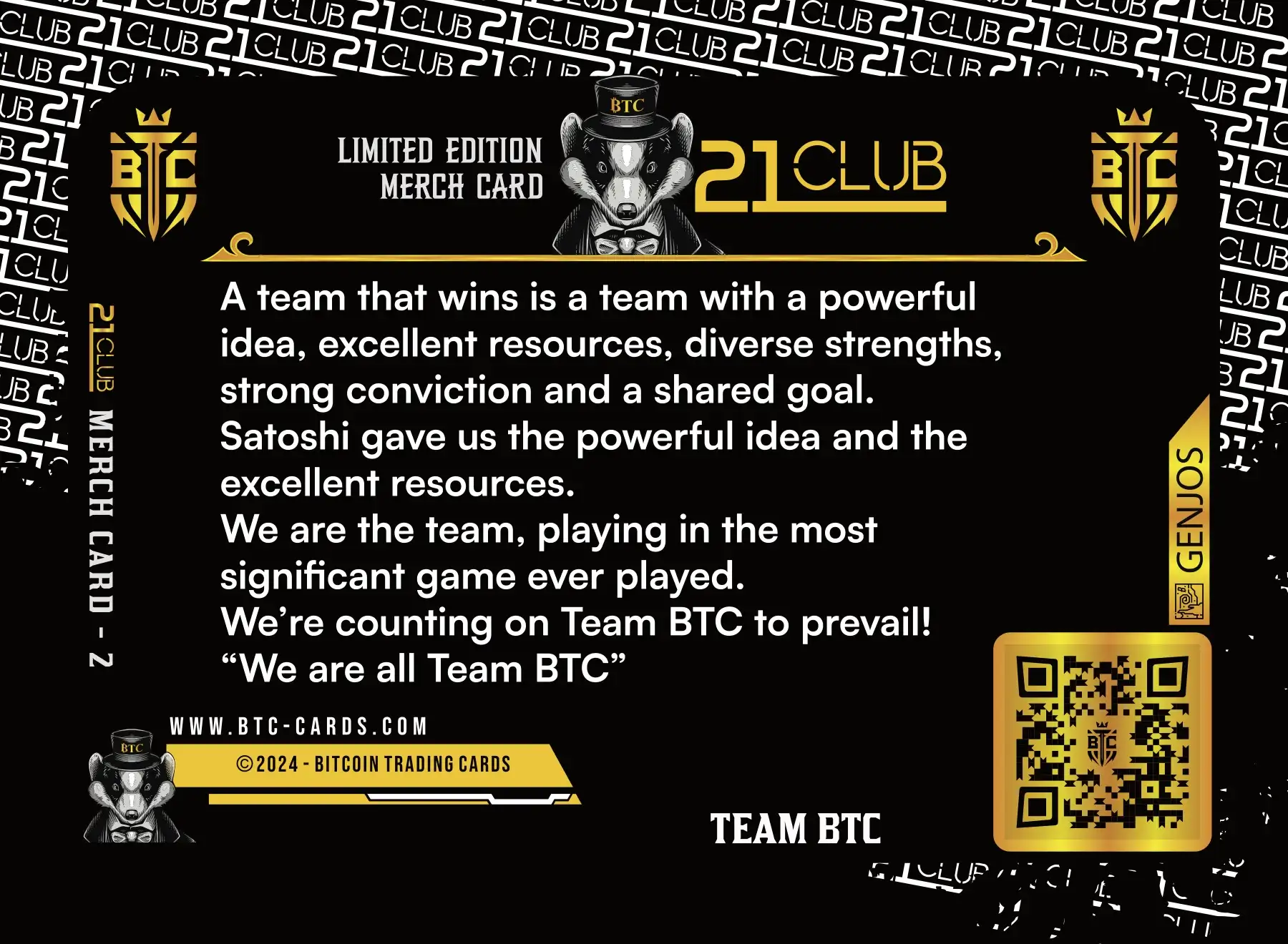 Team BTC (/21) card back