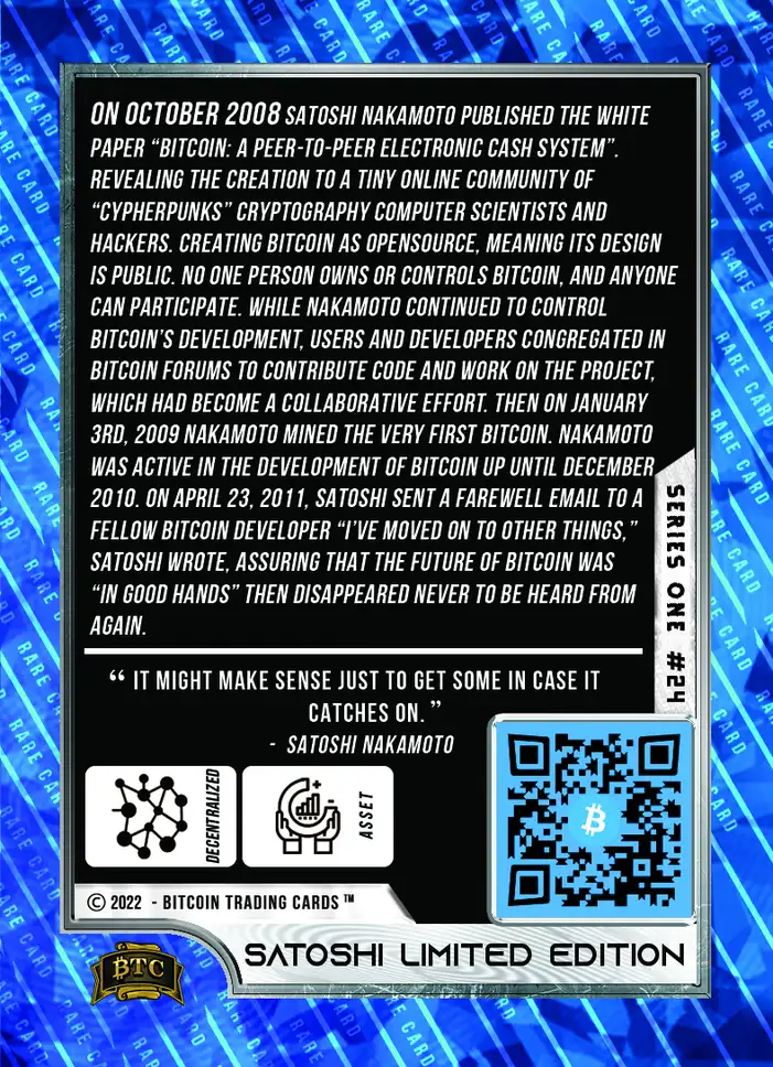 Satoshi Limited Edition (Base) card back