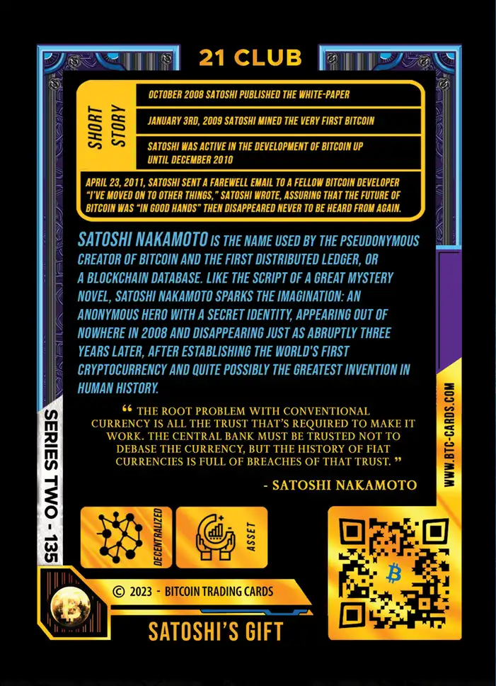 Satoshi's Gift (/21) card back