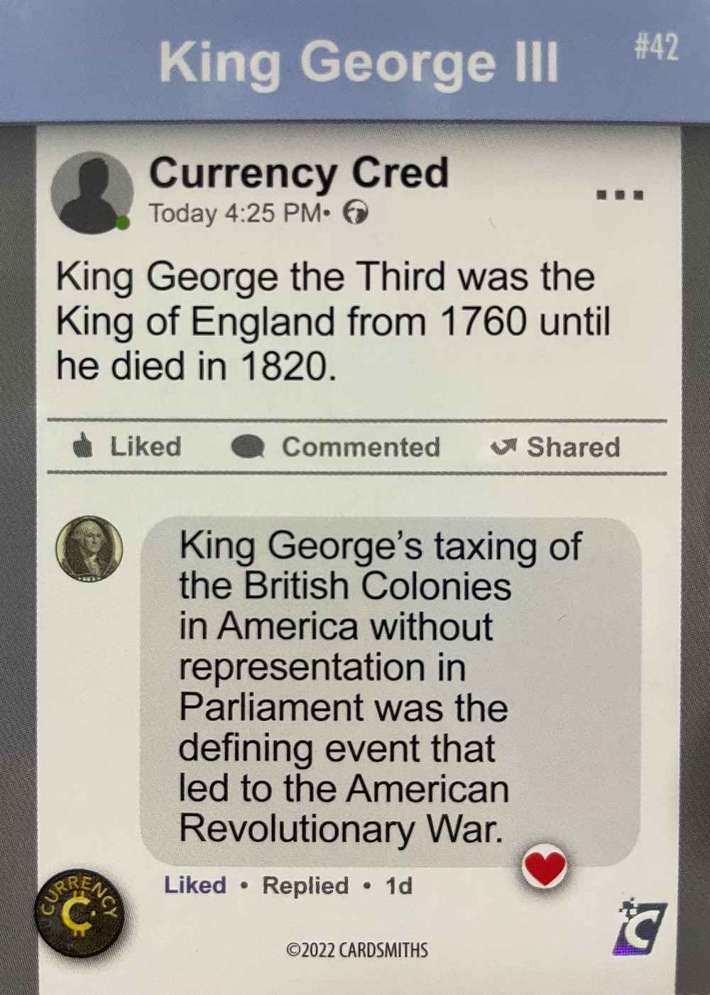 King George III (Base) card back