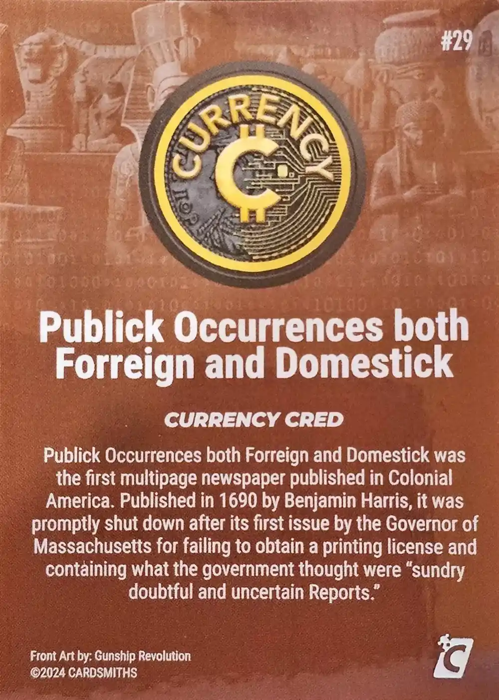 Publick Occurrences Both Forreign and Domestick (Base) card back