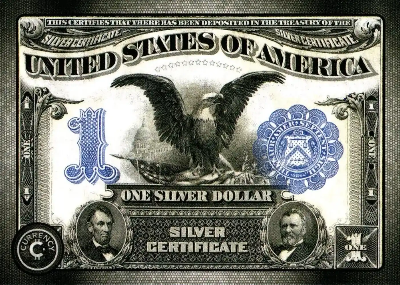 1899 $1 Silver Certificate "Black Eagle" card front