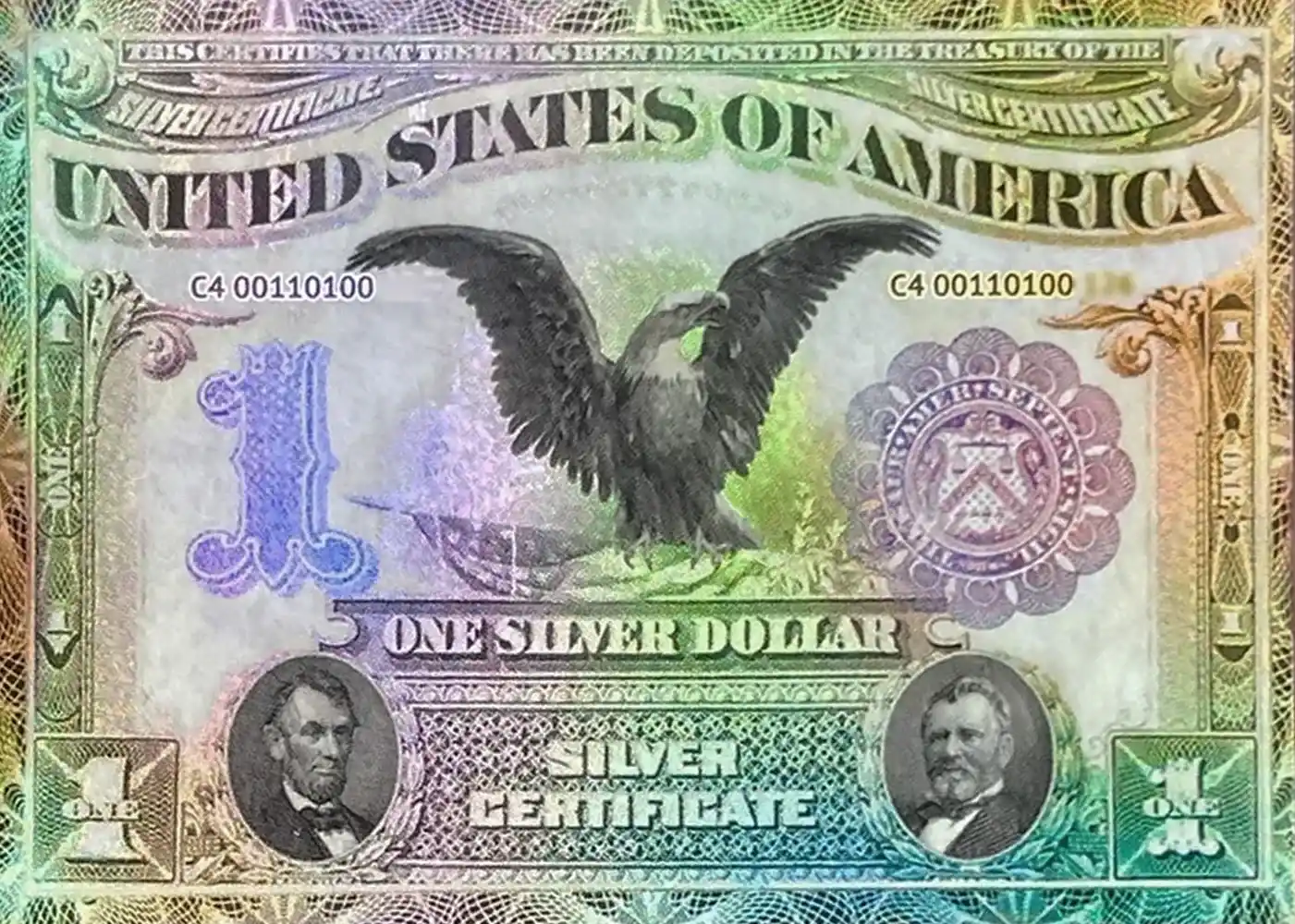 1899 $1 Silver Certificate "Black Eagle" (Double-Sided Holo Foil) card back