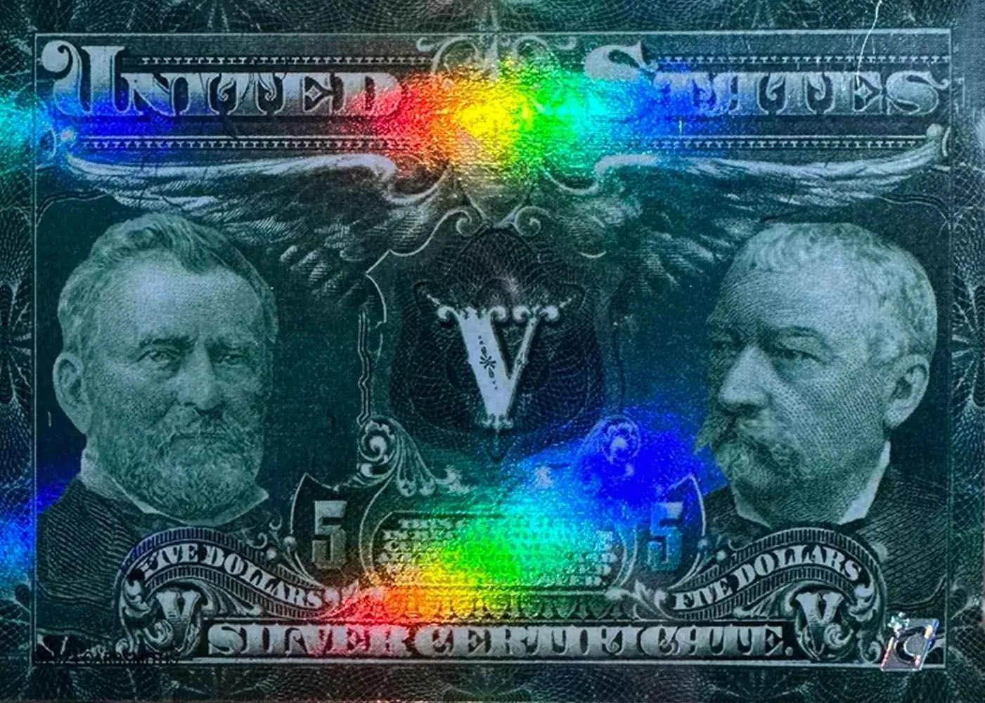 1896 $5 Educational Note card front