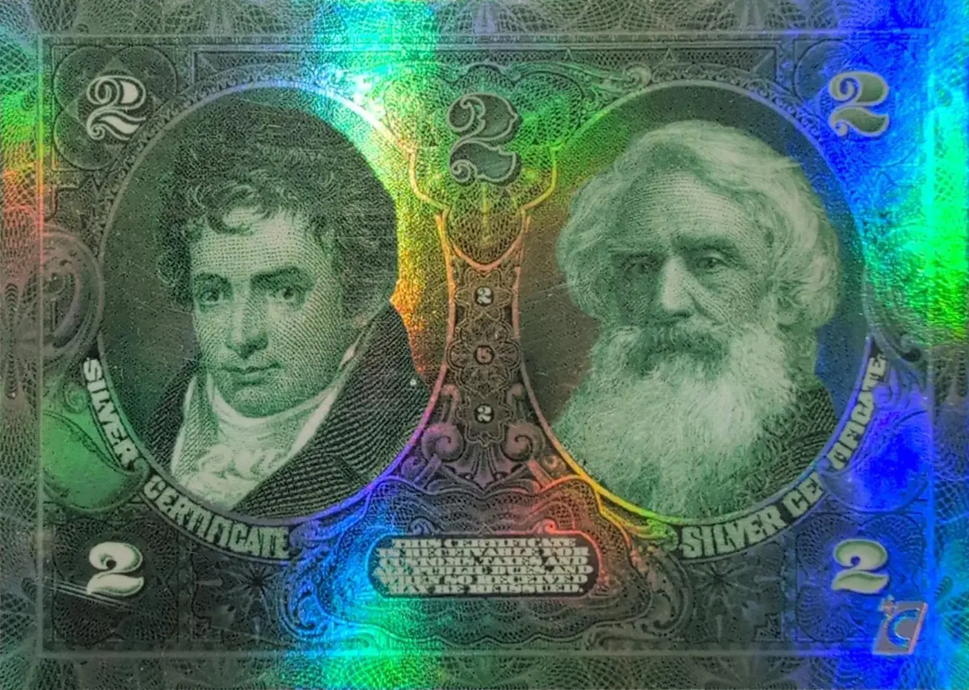 1896 $2 Educational Note (Double-Sided Holo Foil) card back