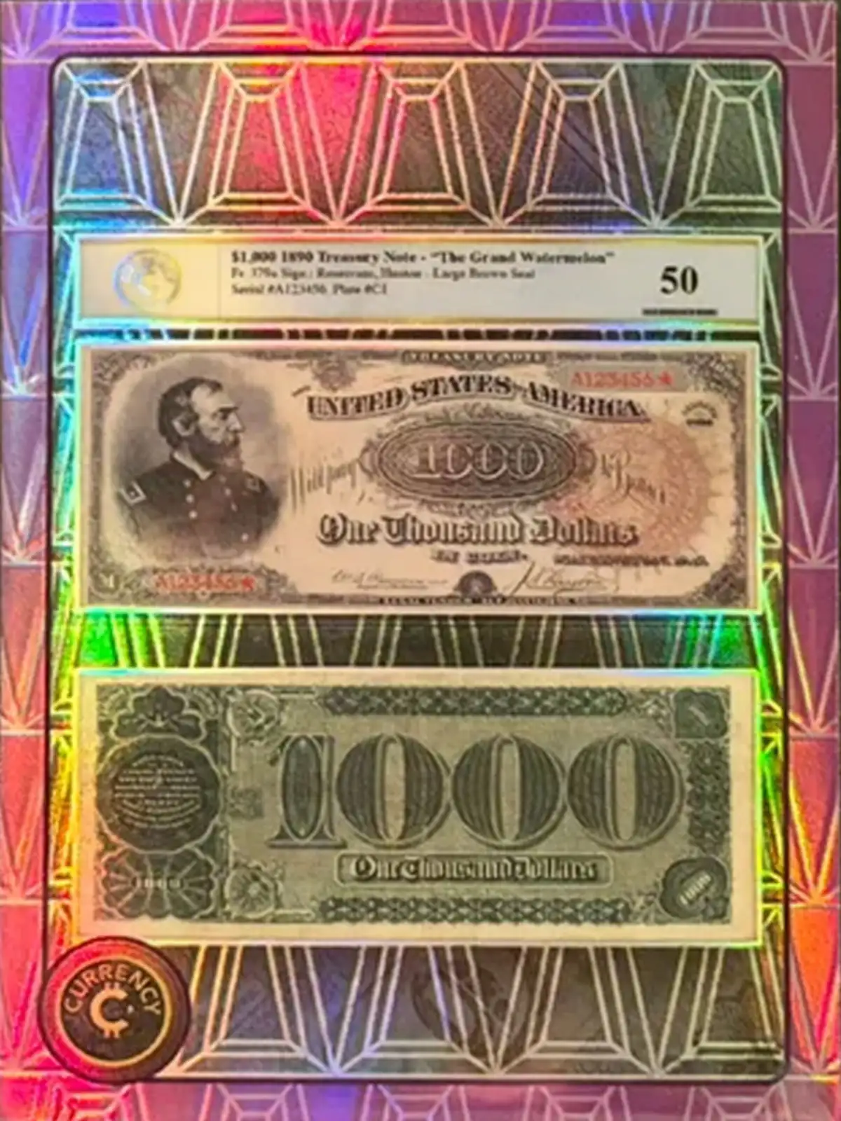 1890 $1000 Grand Watermelon Note (Tanzanite) thumbnail