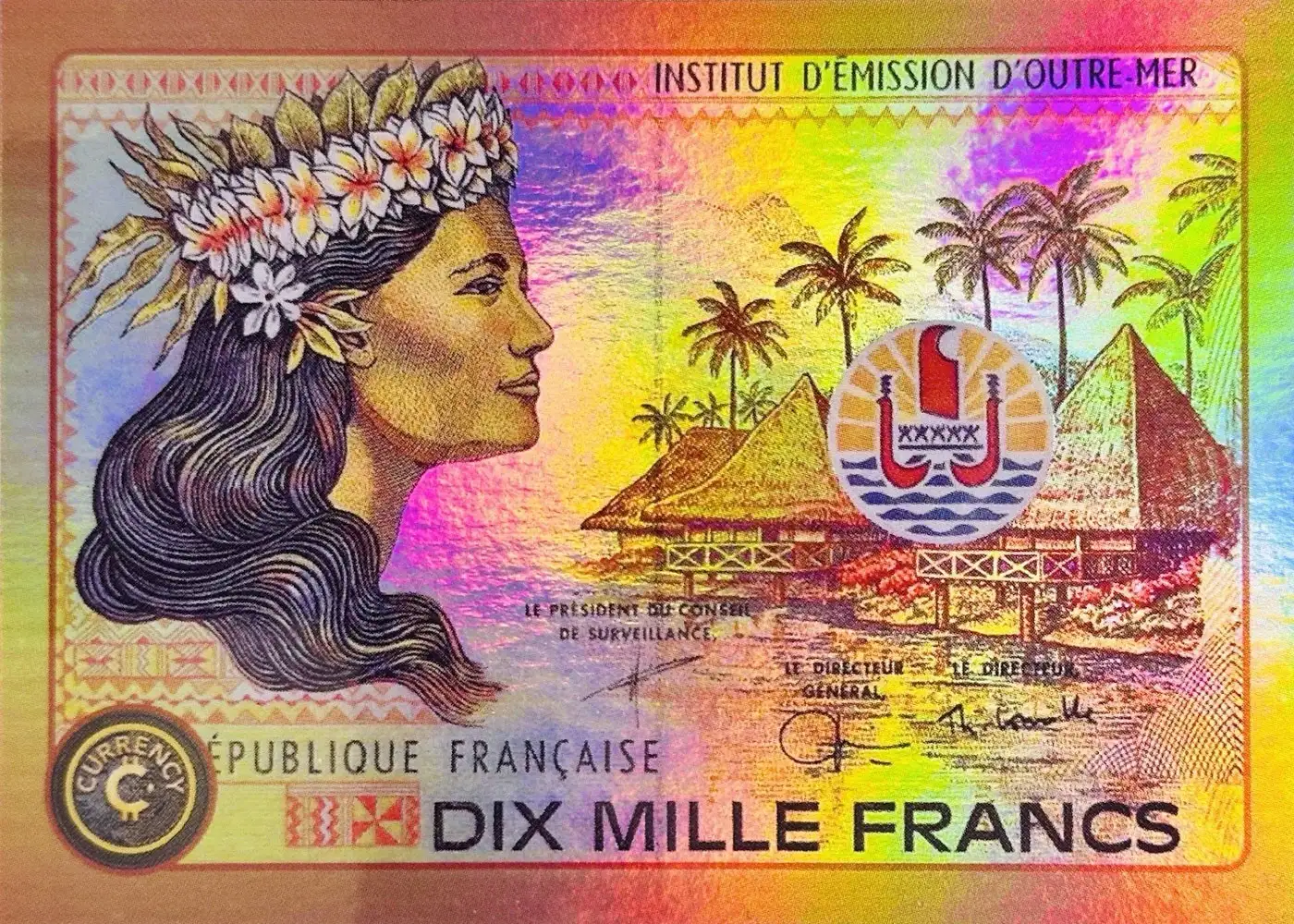 10000 CFP Francs card front