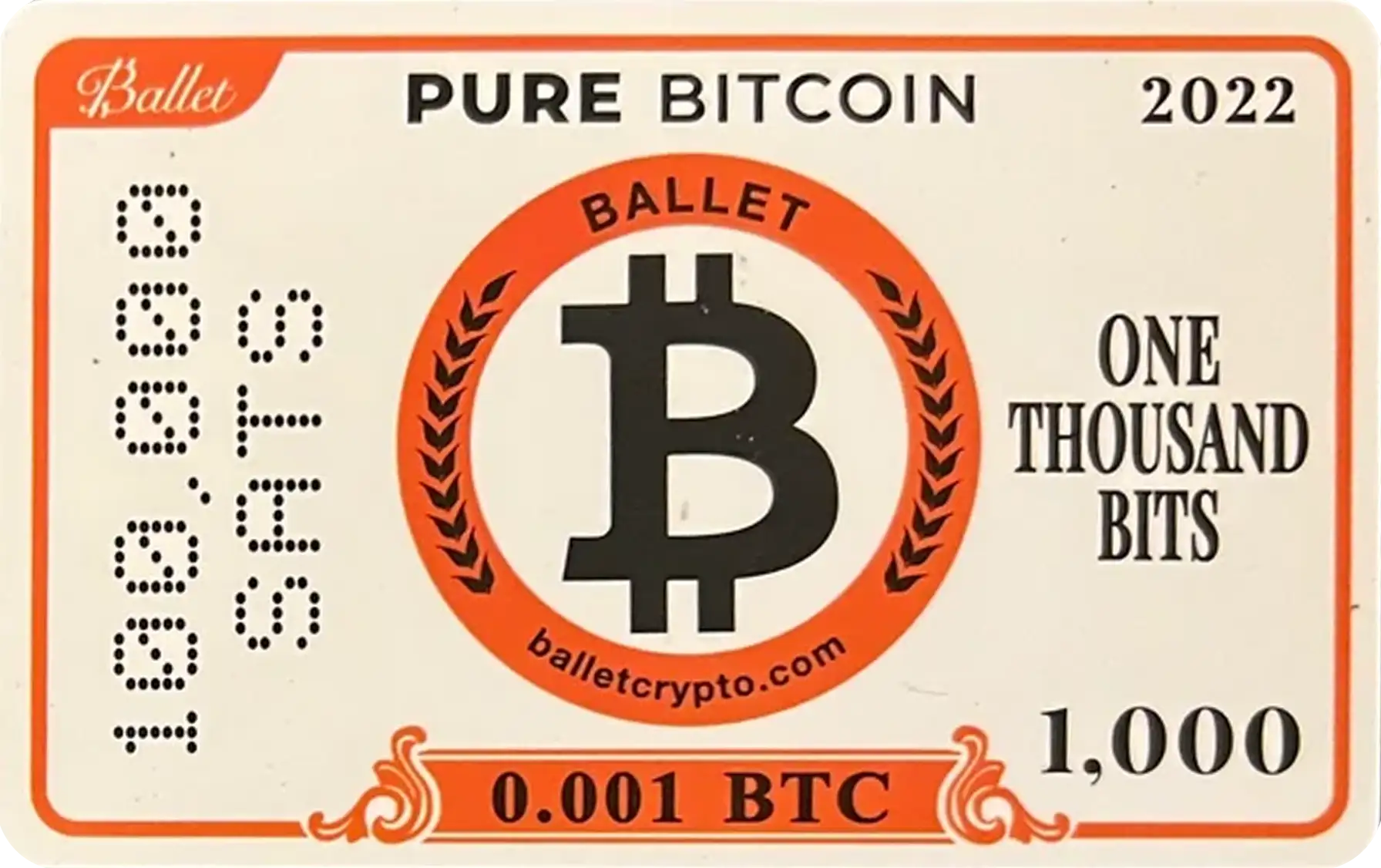 Bitcoin (0.001 BTC) Pure Bitcoin card front