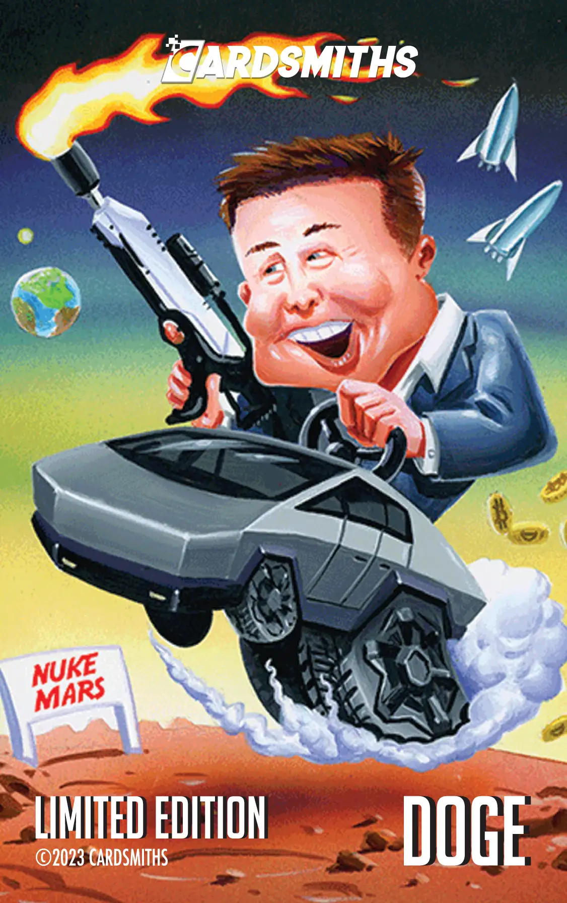 Elon Musk Nuke Mars card front
