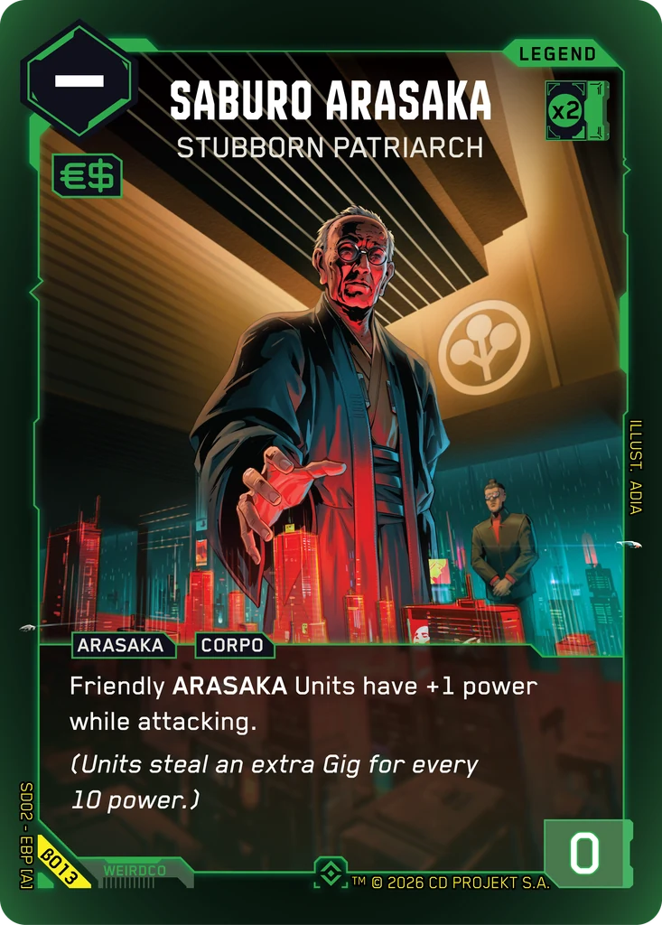Saburo Arasaka — Stubborn Patriarch card front