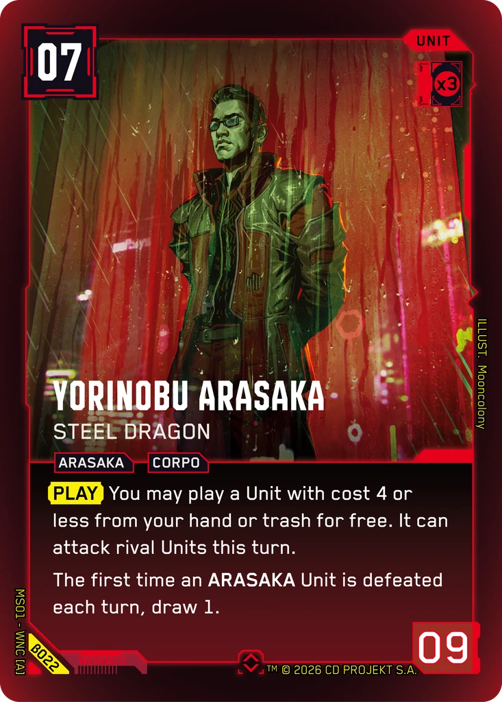 Yorinobu Arasaka — Steel Dragon card front