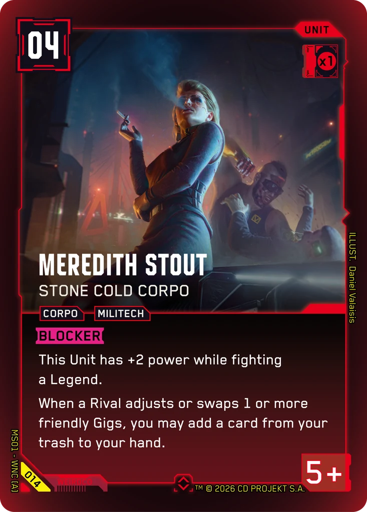 Meredith Stout — Stone Cold Corpo card front
