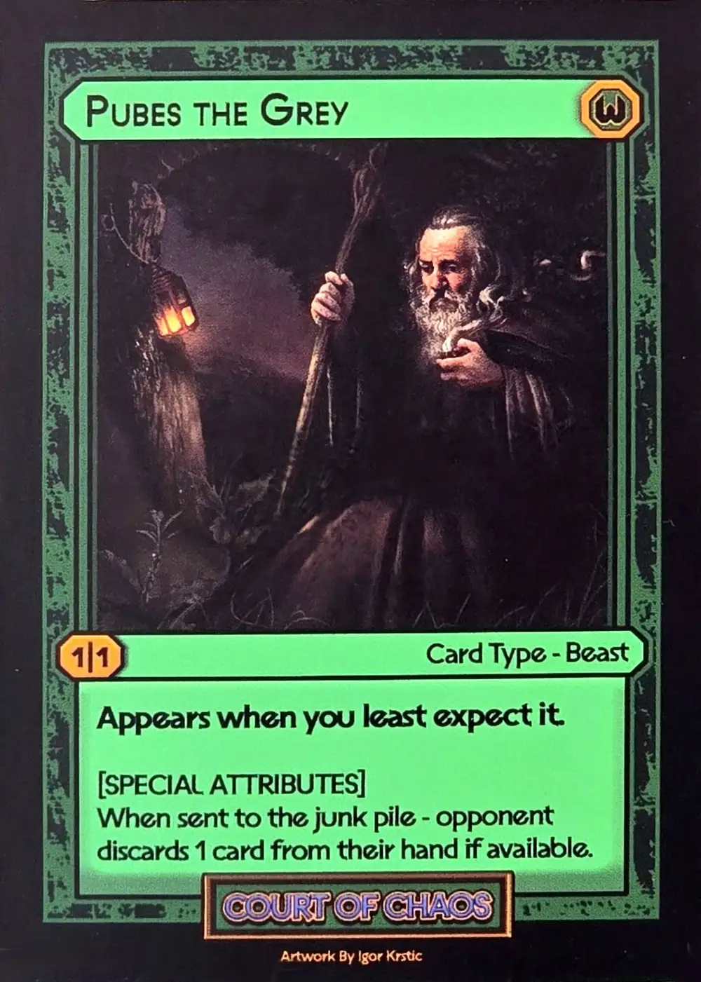 Pubes the Grey card front
