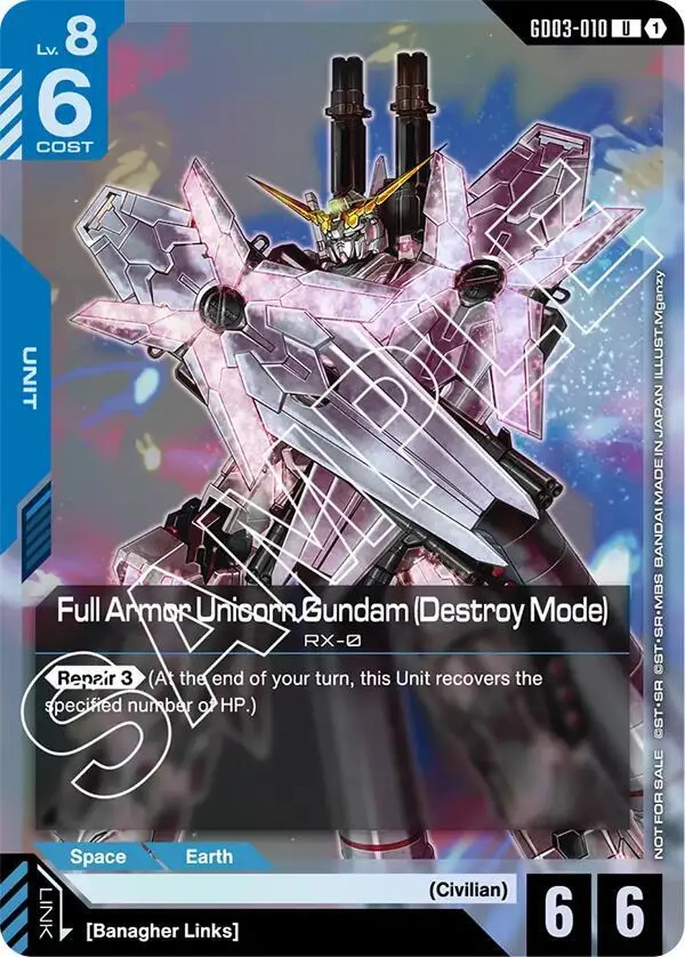 Full Armor Unicorn Gundam (Destroy Mode) (Store Tournament Participant Pack 03) card front
