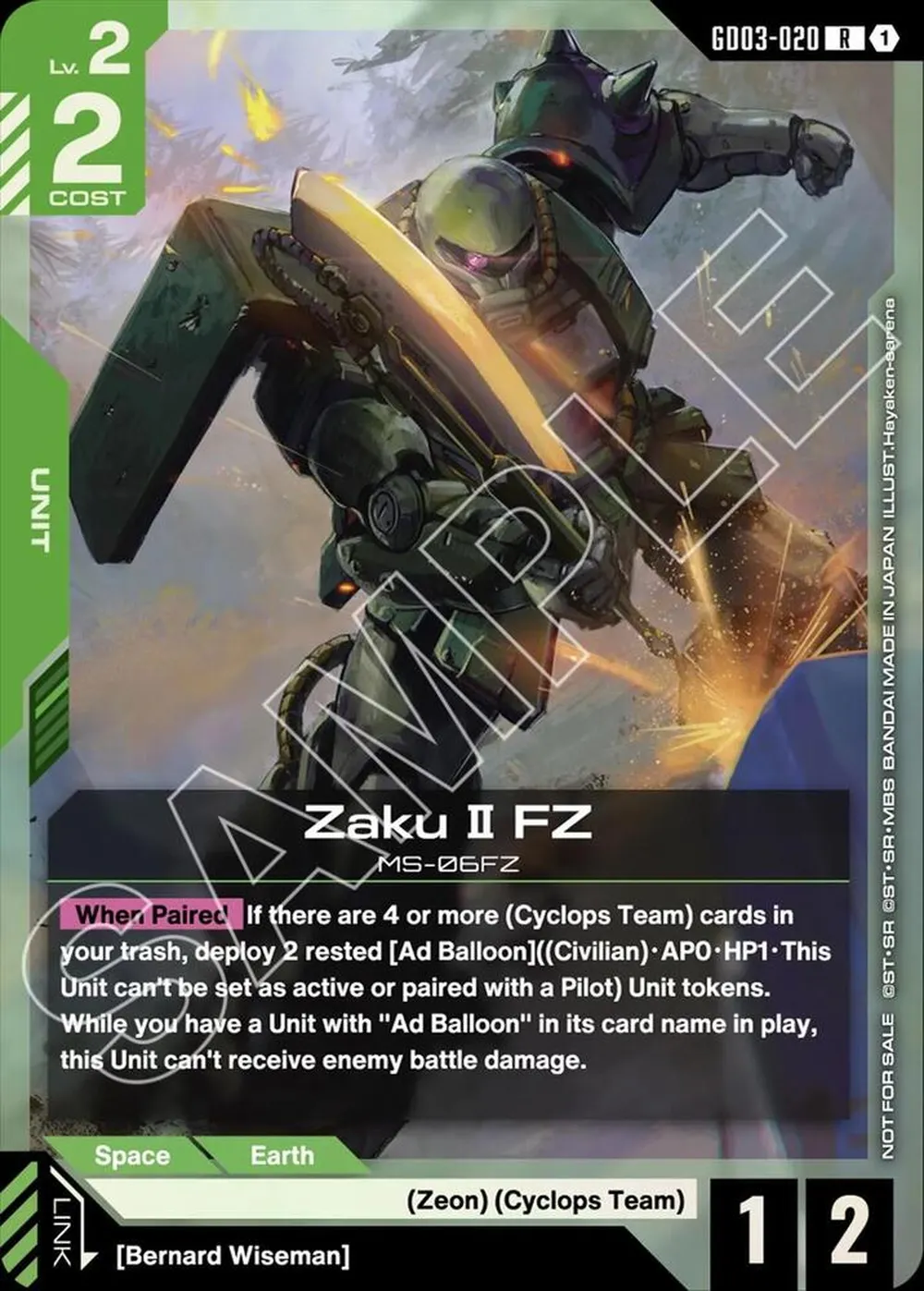 Zaku II FZ (GD03 Release Event) card front