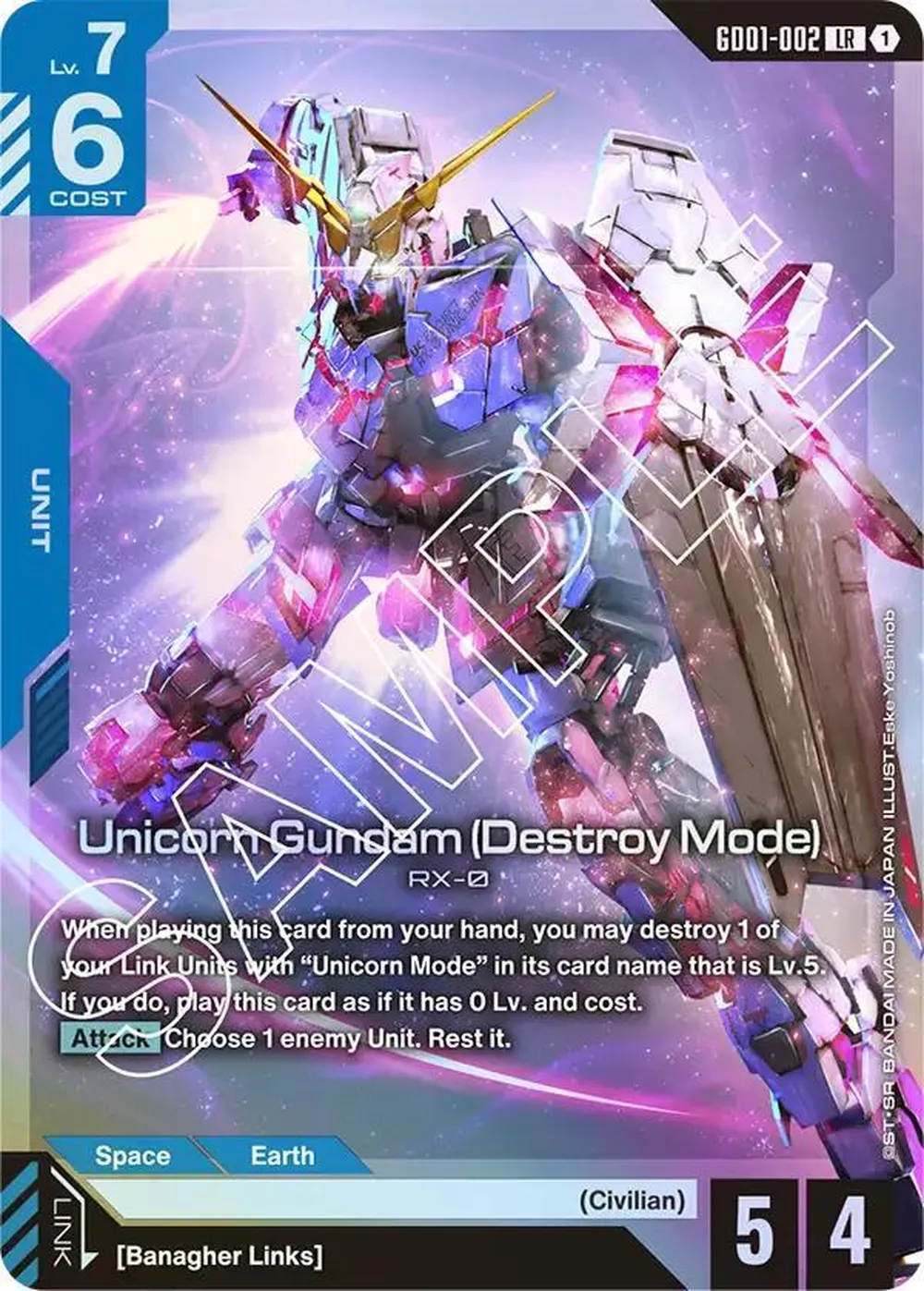 Unicorn Gundam (Destroy Mode) card front