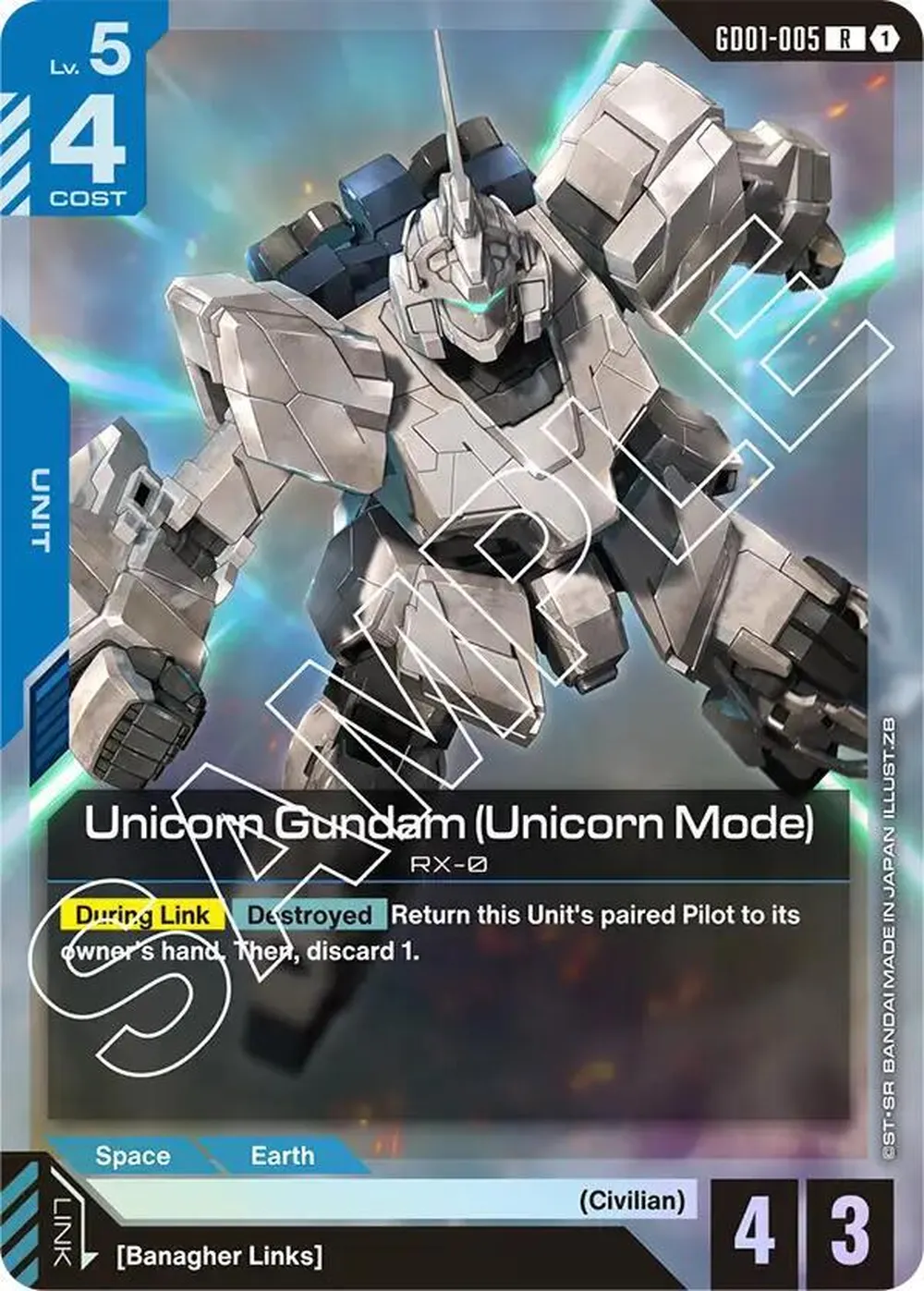 Unicorn Gundam (Unicorn Mode) card front