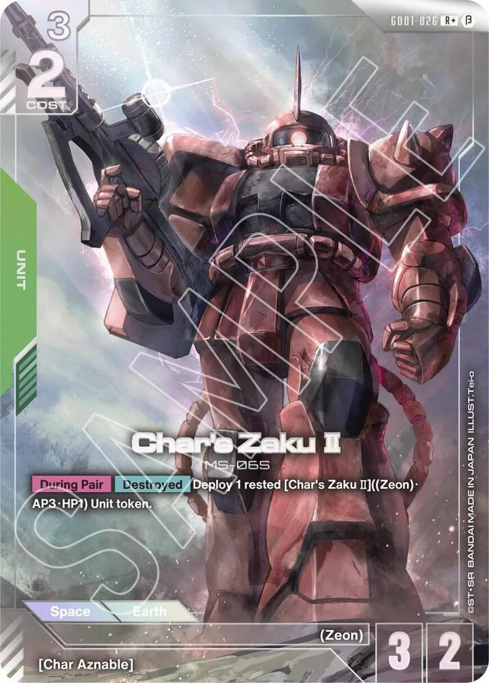 Char's Zaku II (R+) card front