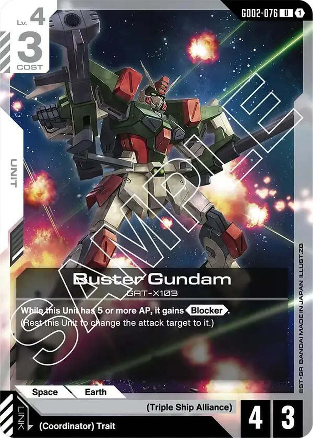 Buster Gundam card front