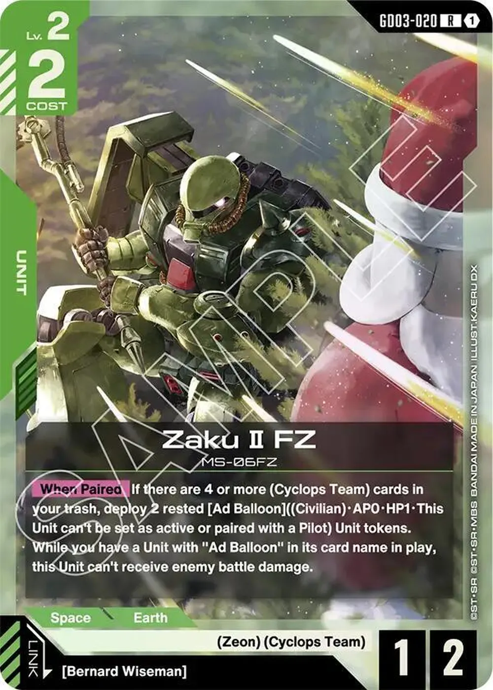 Zaku II FZ card front
