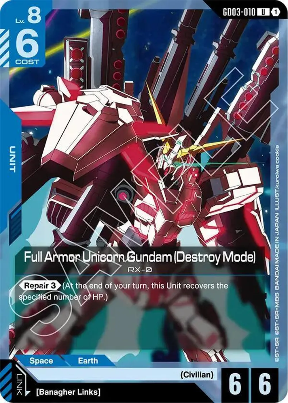 Full Armor Unicorn Gundam (Destroy Mode) card front