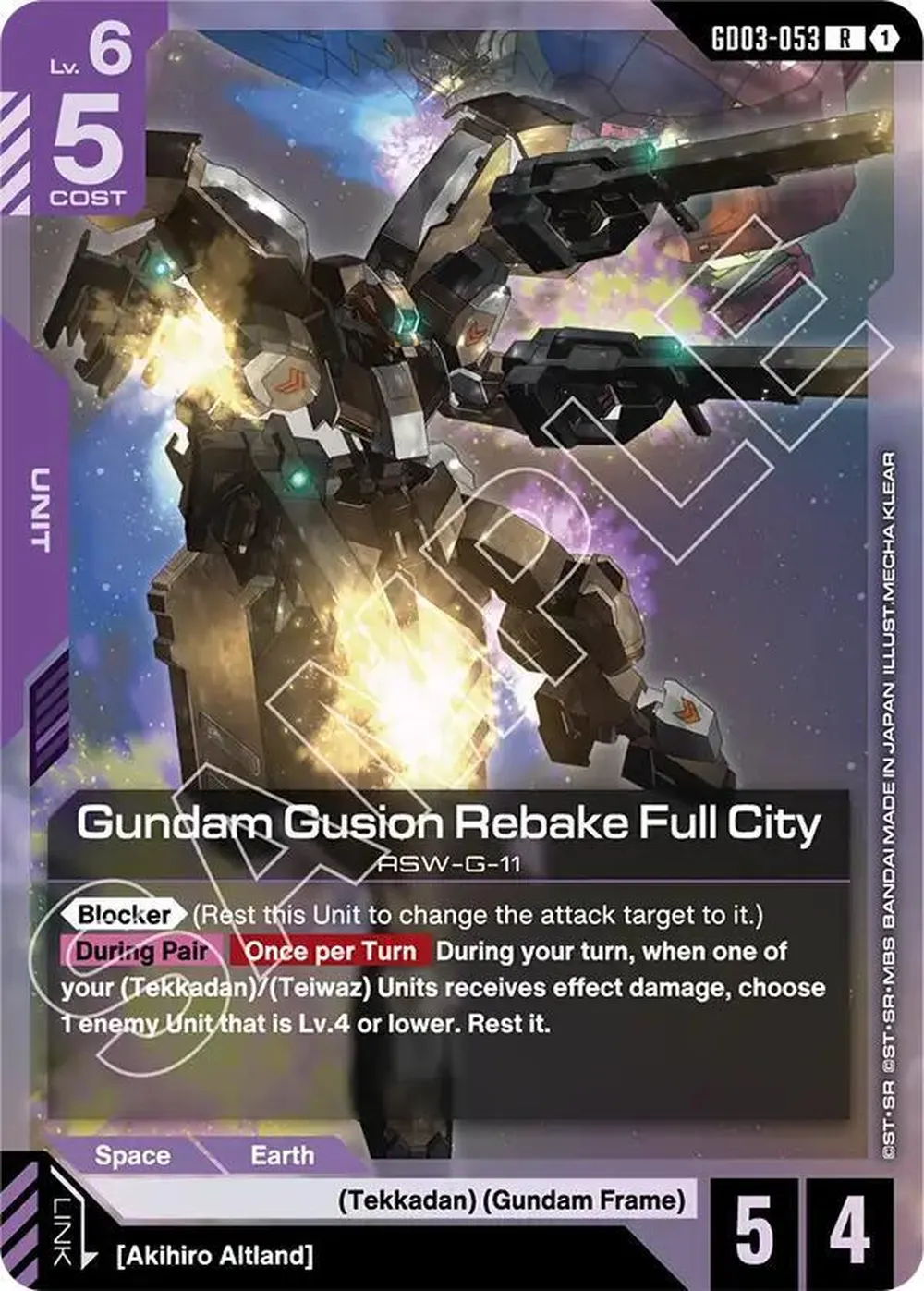 Gundam Gusion Rebake Full City card front