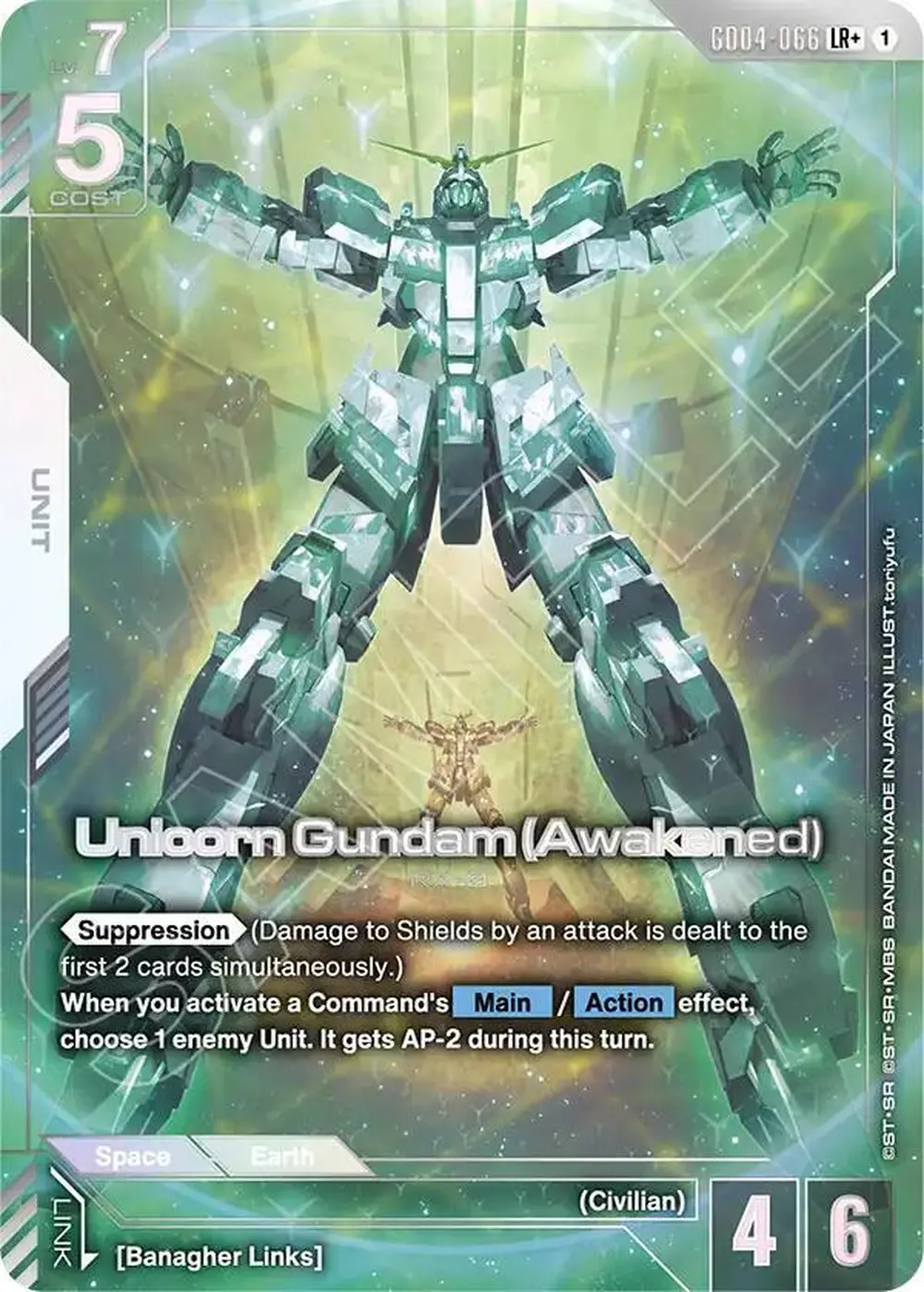 Unicorn Gundam (Awakened) (LR+) card front