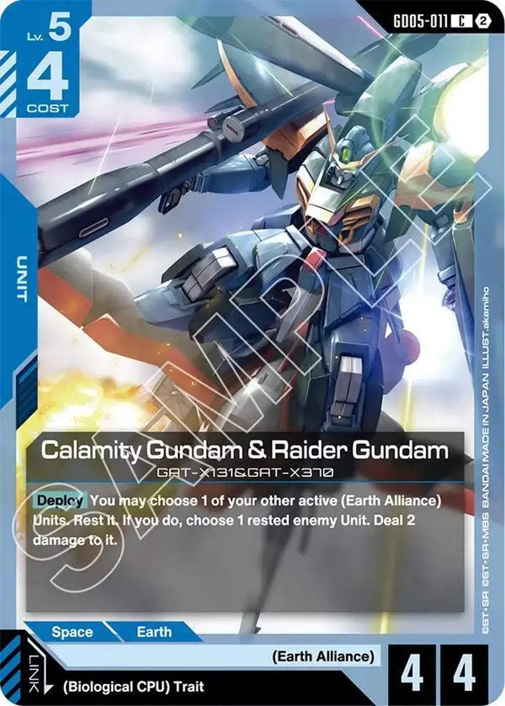 Calamity Gundam & Raider Gundam card front
