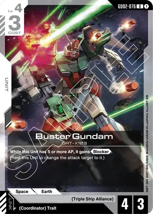 Buster Gundam card front