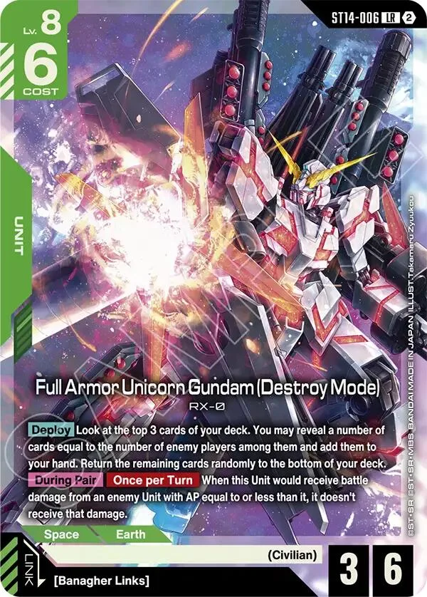 Full Armor Unicorn Gundam (Destroy Mode) card front
