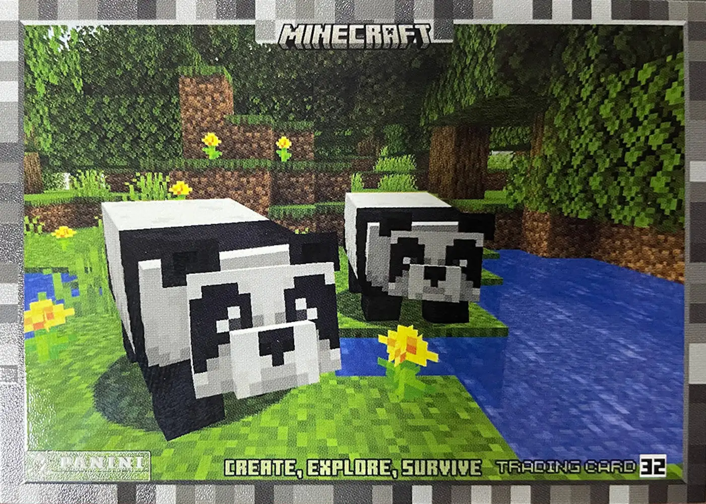 A couple of pandas chilling out... they seem hungry! card front