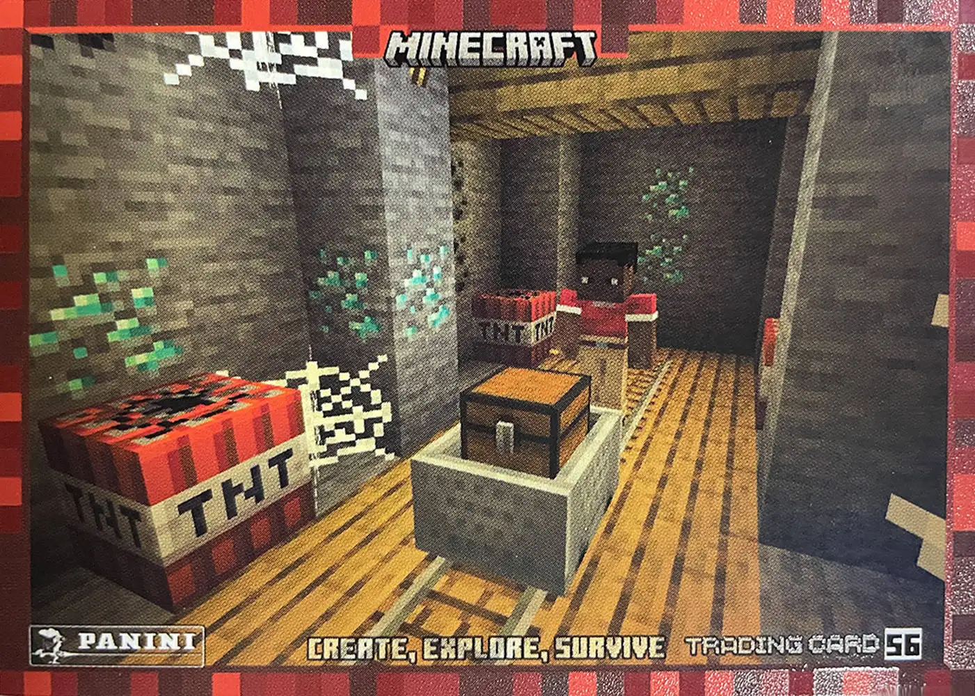 Zuri pushes the minecart by the rails card front