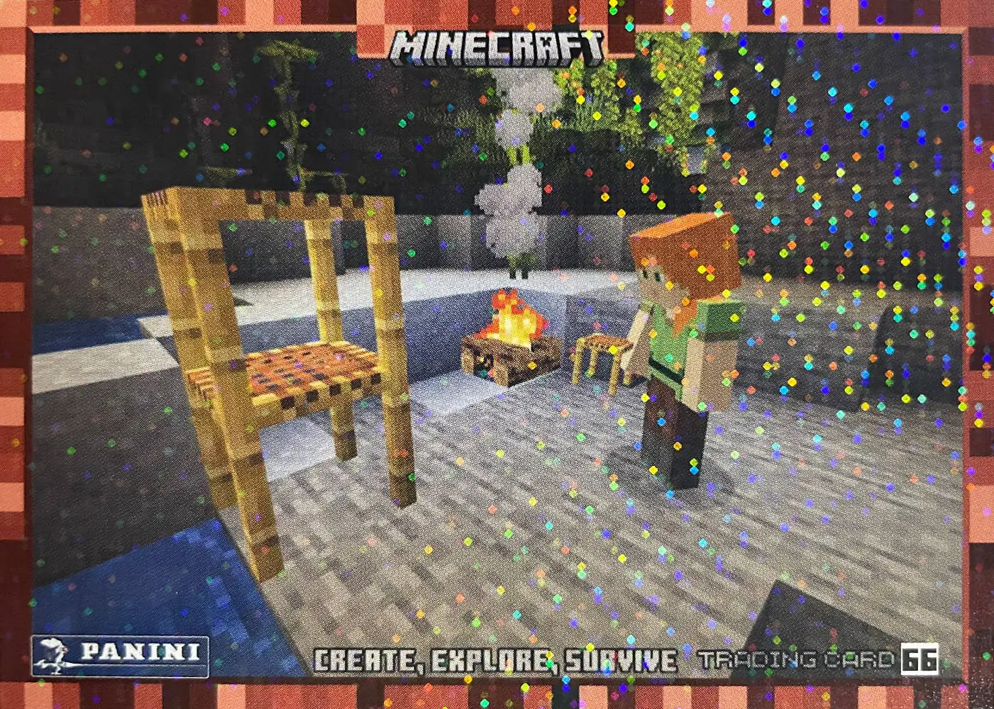 Alex uses scaffolding to reach the glowberries card front